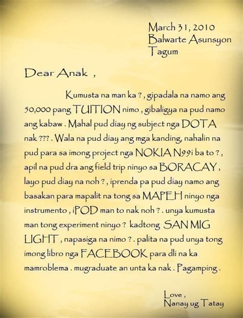 walang gentle gentle sa tarugong agresibo|Maikling liham para sa mga magulang .